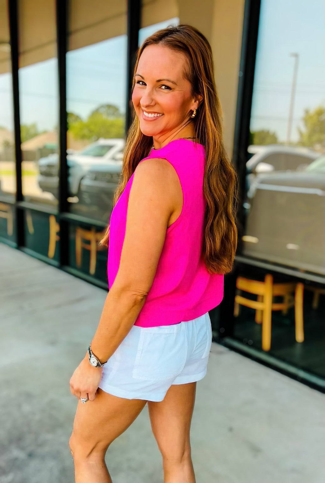 Elastic waste tinsel shorts for summer
