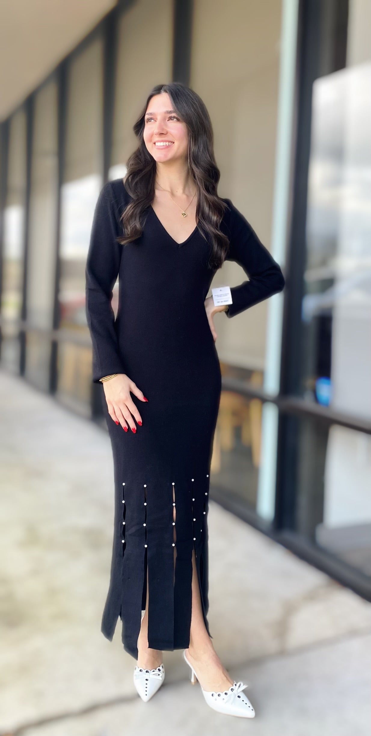 PEARL TRIM MIDI DRESS 4270