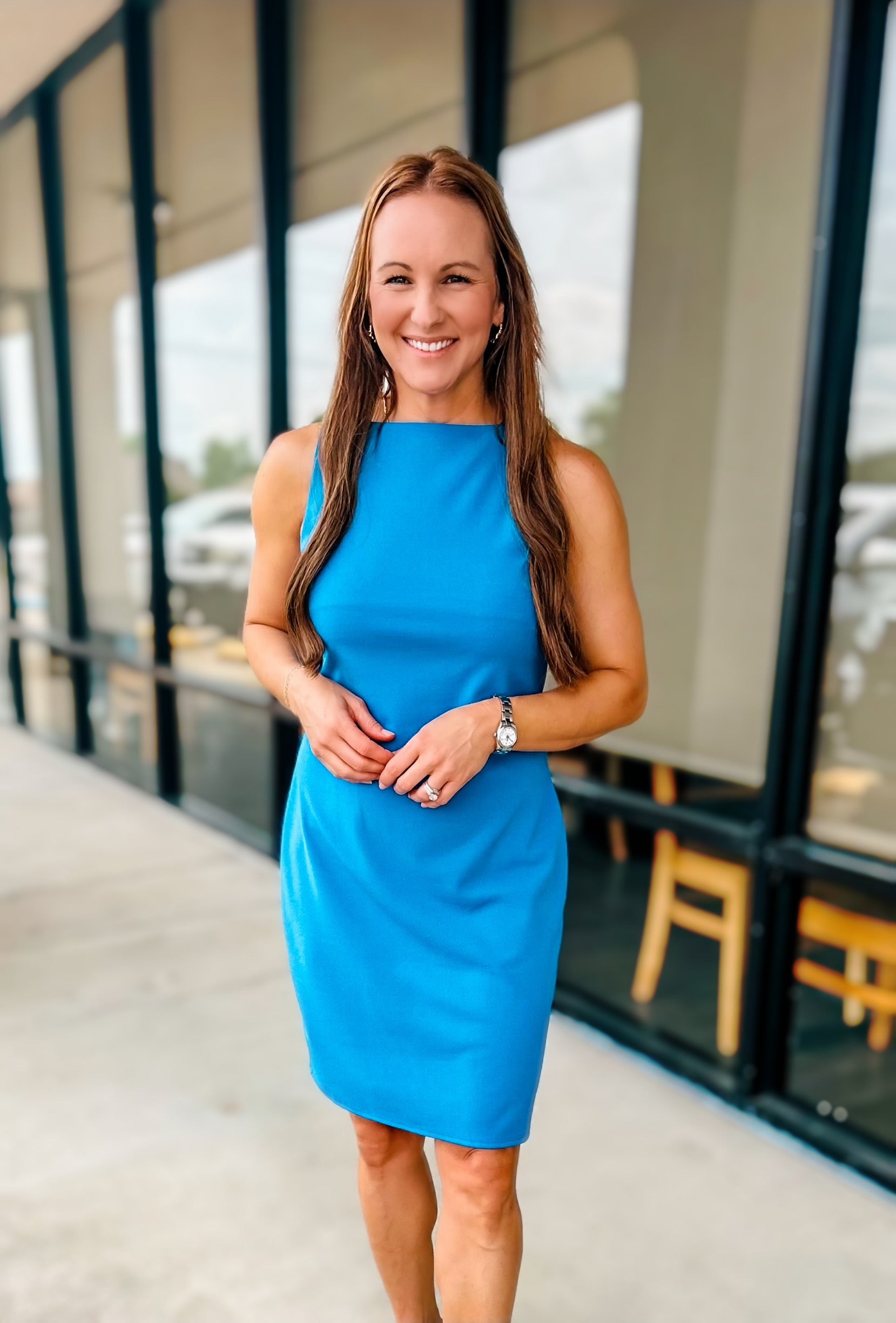 TAILORED SQUARE NECK MINI DRESS