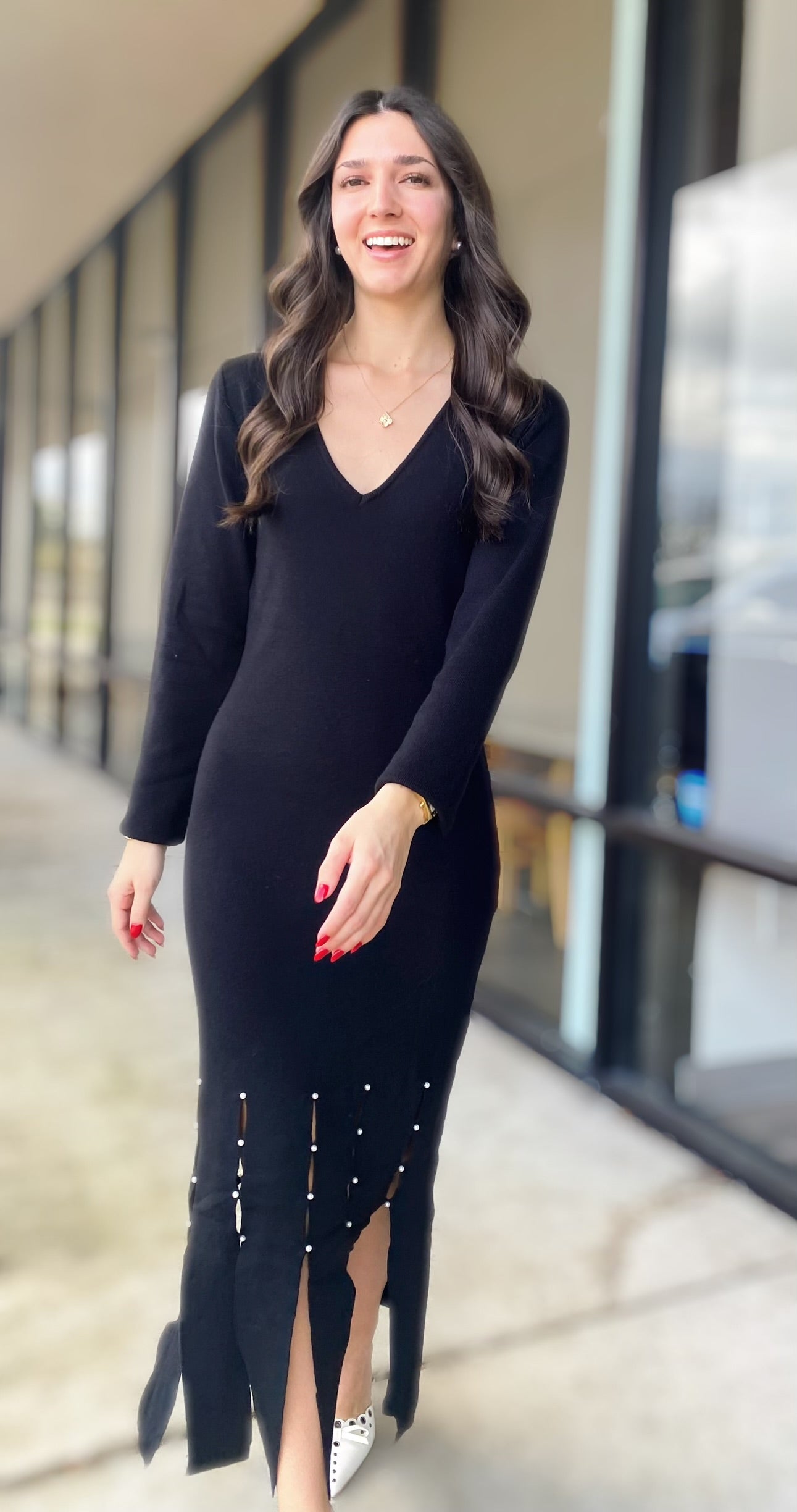 PEARL TRIM MIDI DRESS 4270