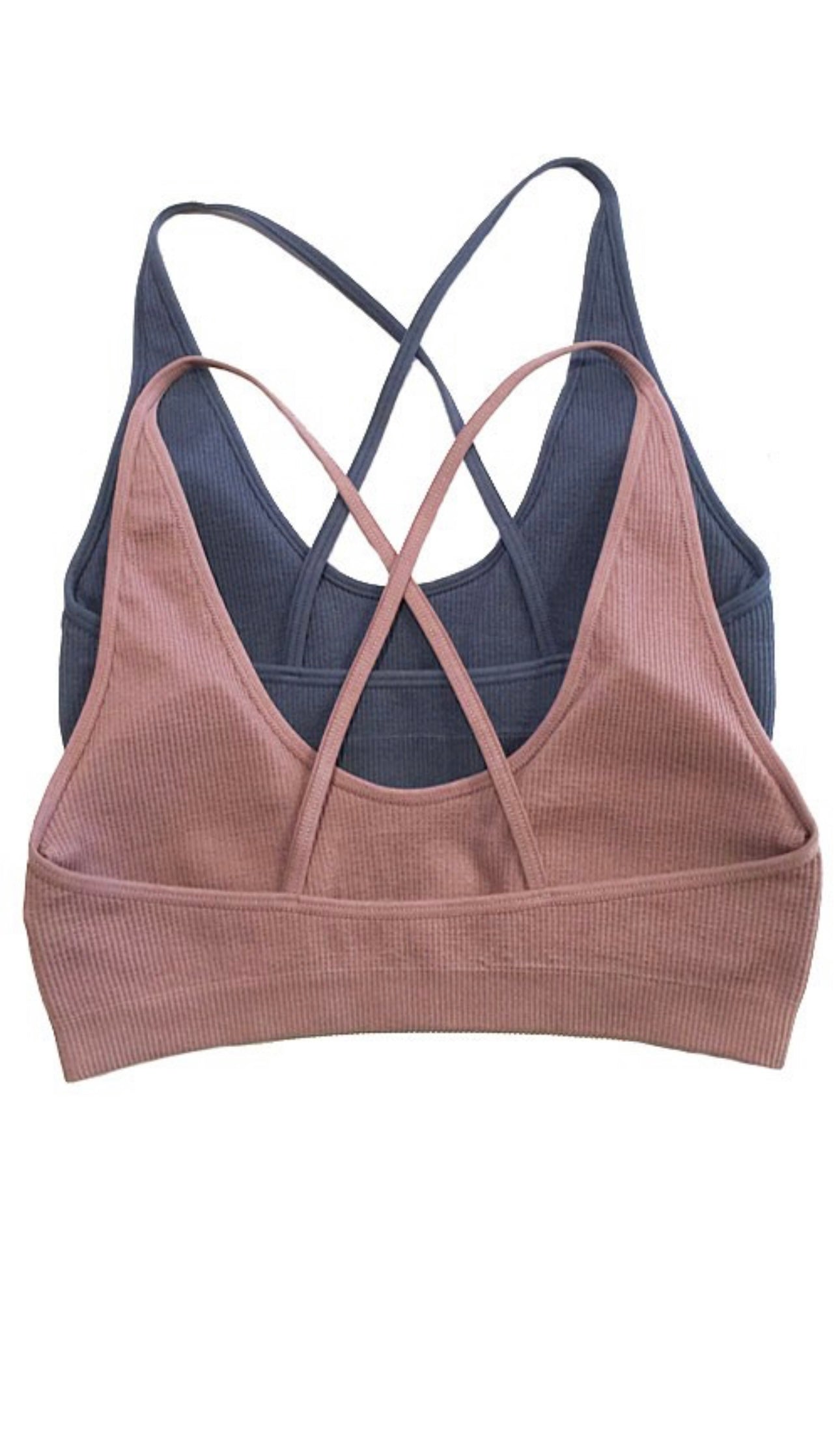 RIBBED CROSS BACK BRALETTE