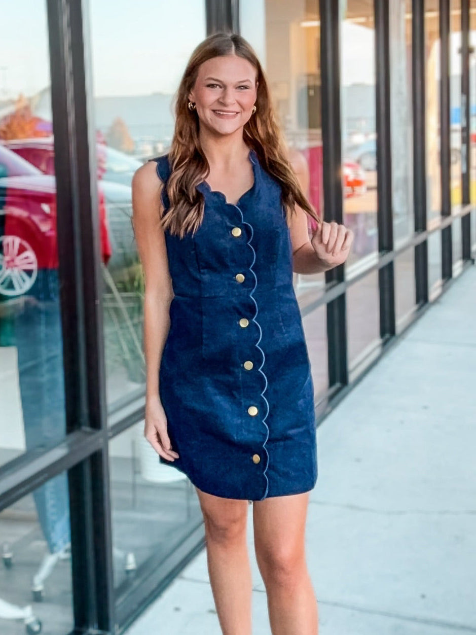 BORDEAUX SCALLOP DRESS