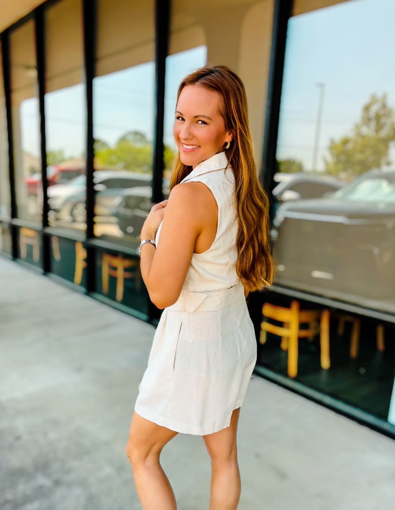 BELTED LINEN ROMPER