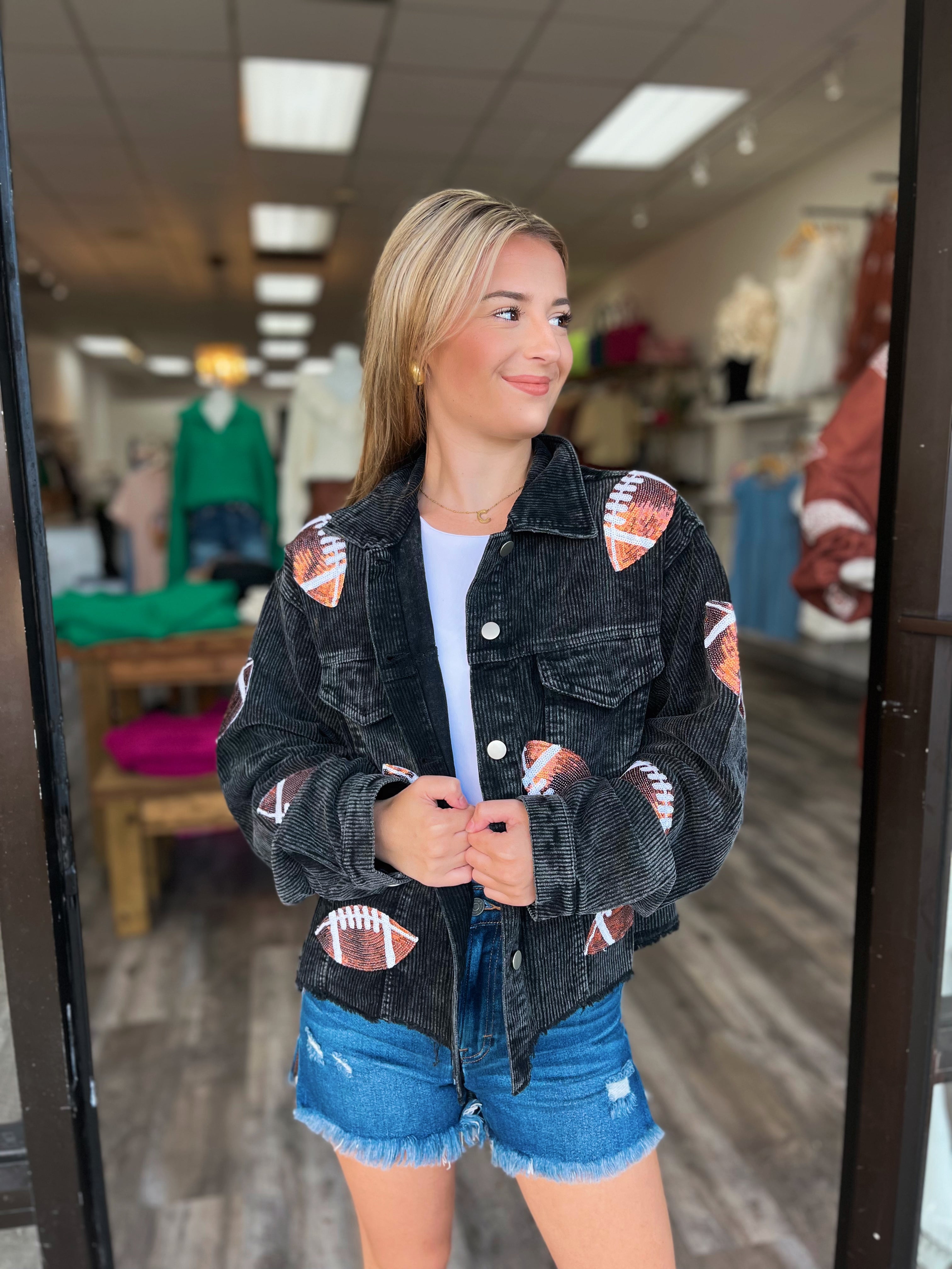 SEQUIN FOOTBALL JACKET