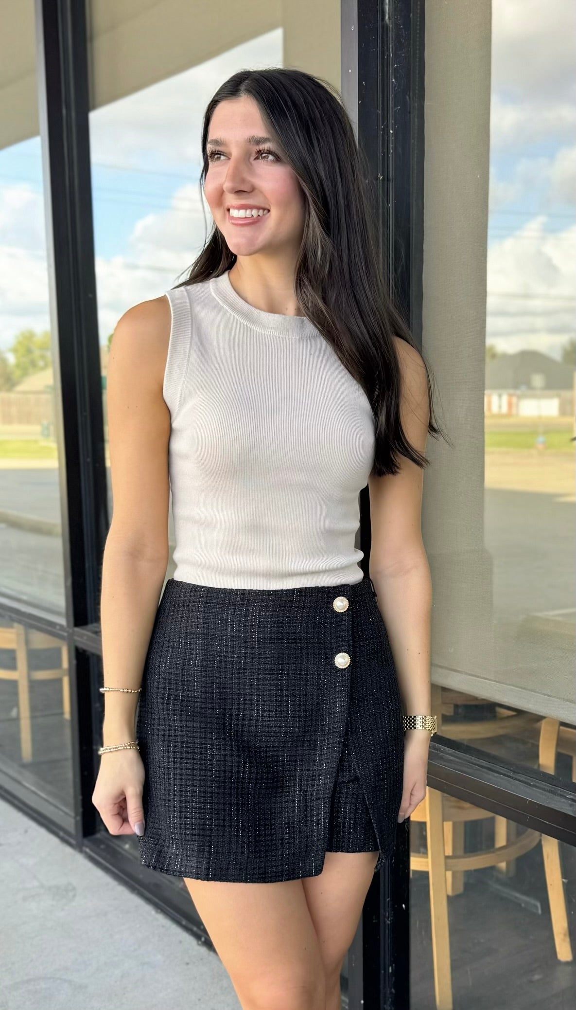 BLACK TWEED SKORT 0047