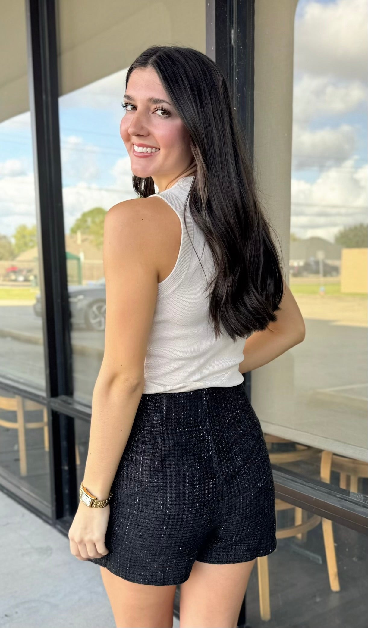 BLACK TWEED SKORT 0047