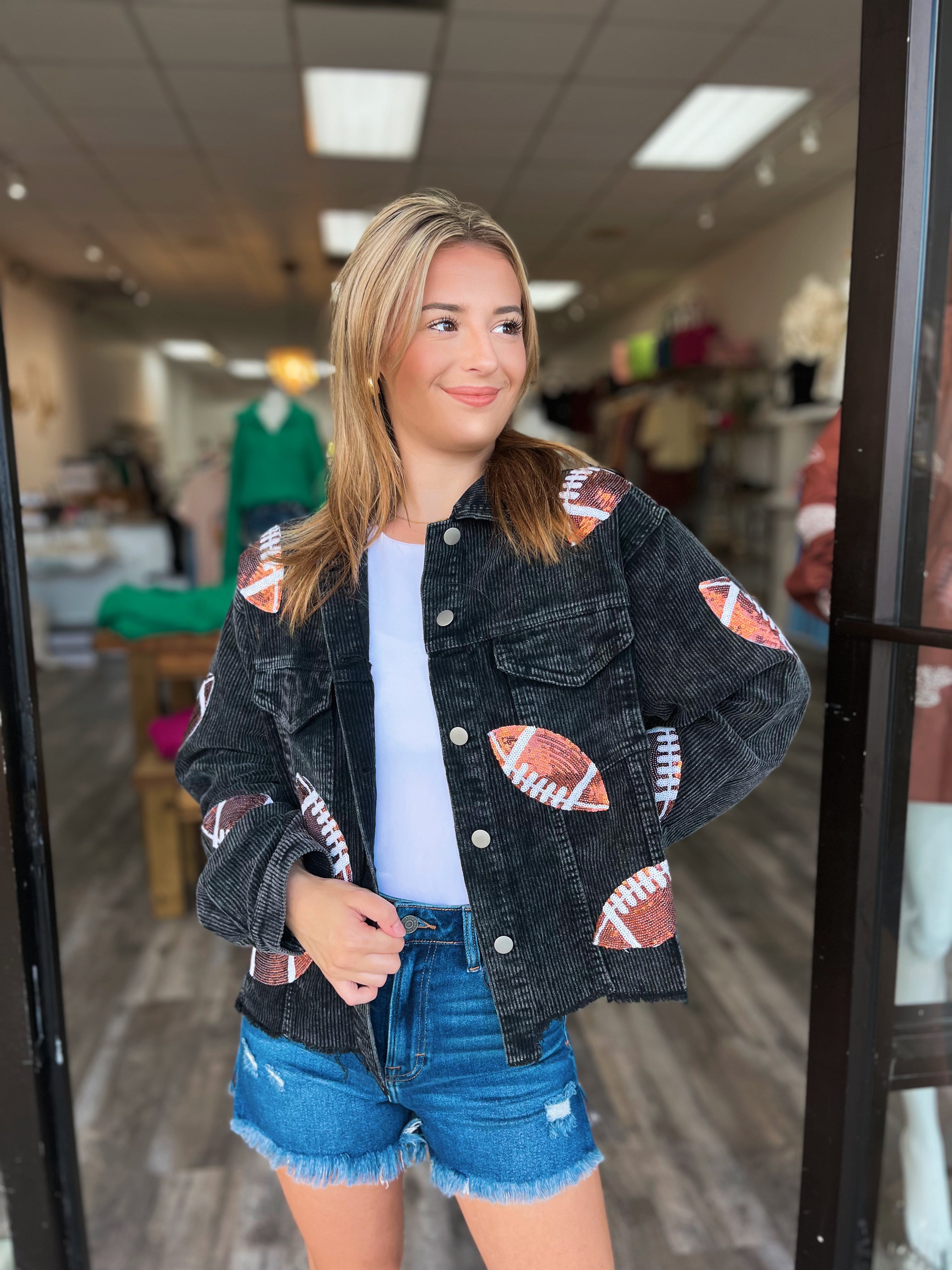 SEQUIN FOOTBALL JACKET