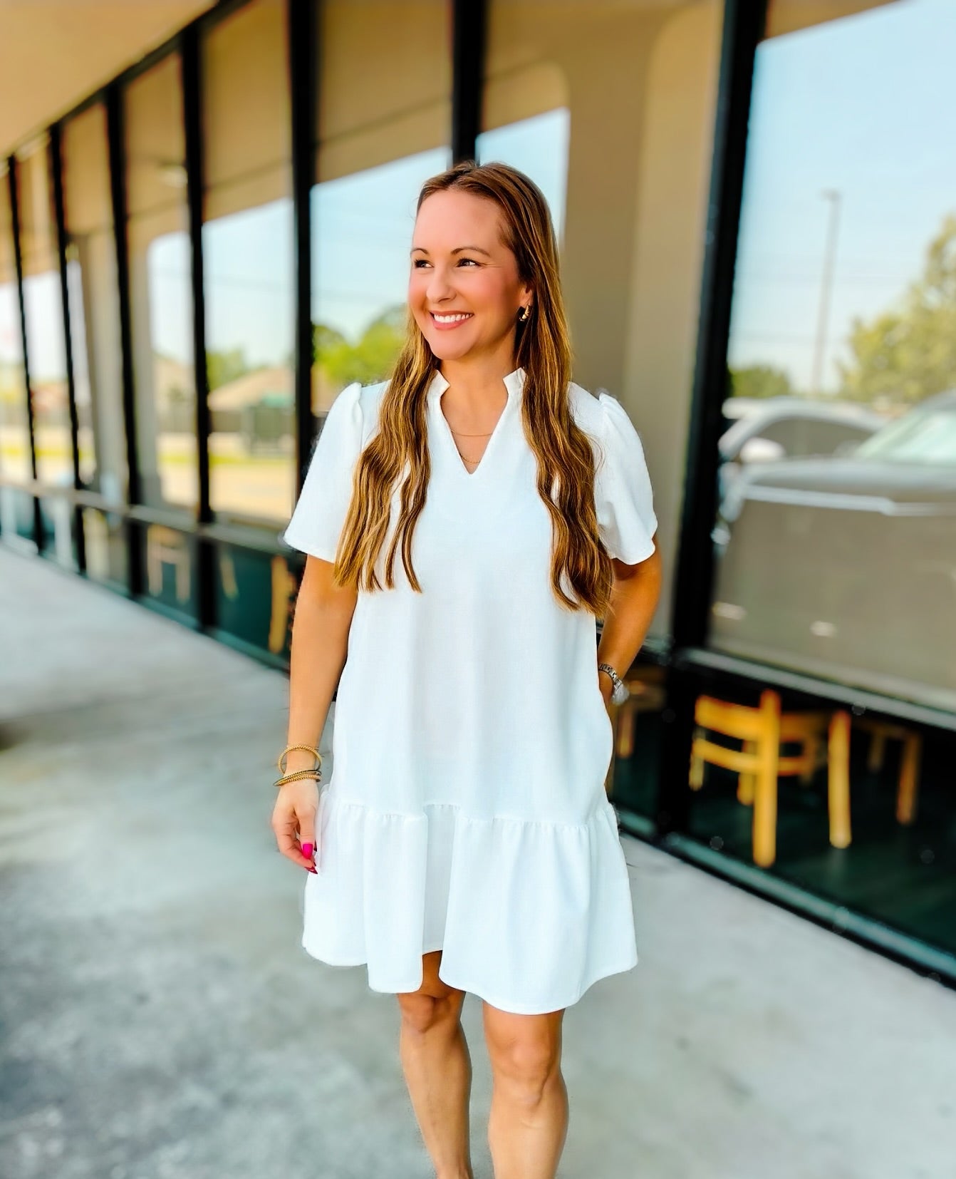 GRACE RUFFLE NECK DRESS