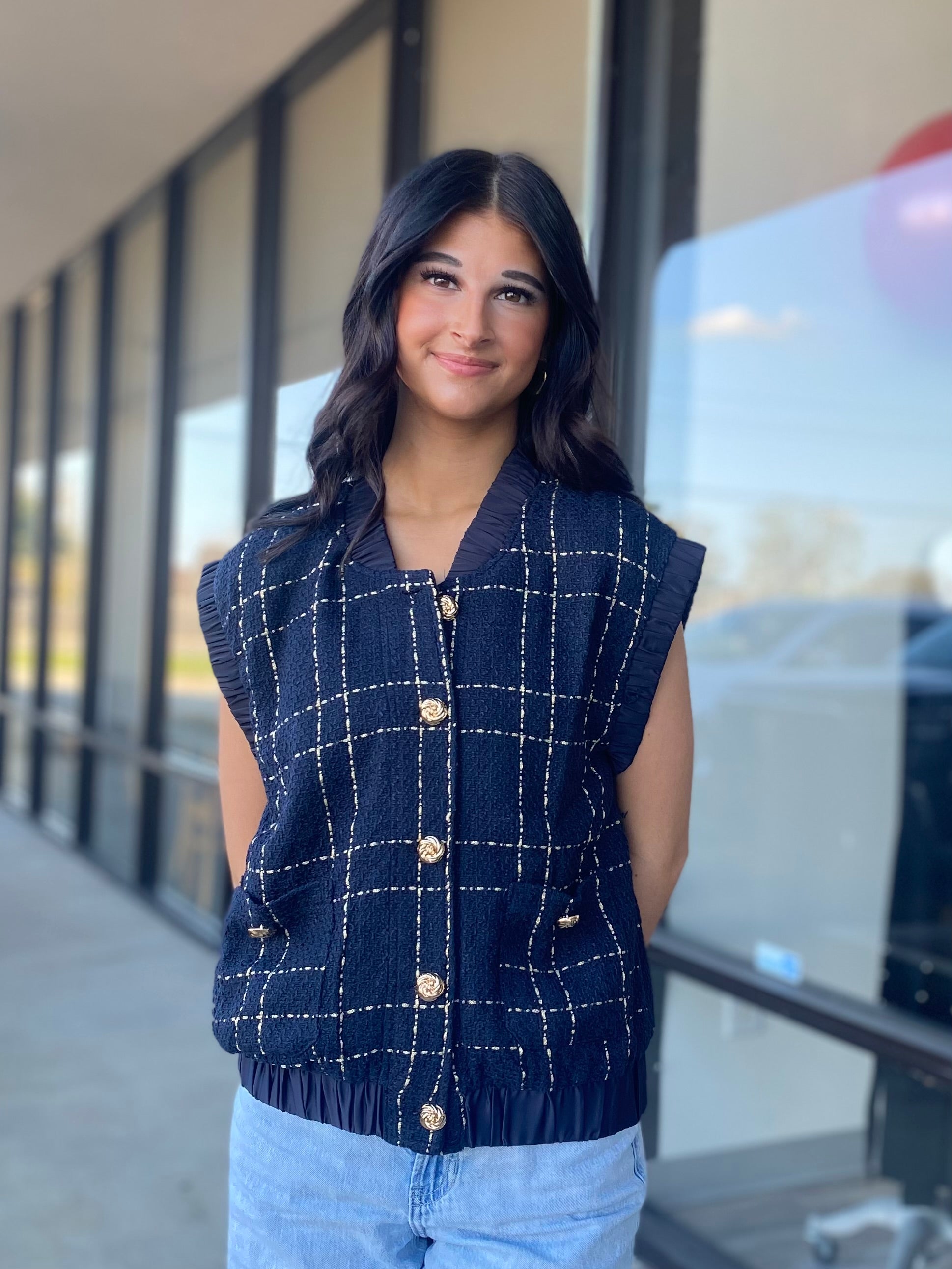 BUTTON DOWN VEST TOP 4057