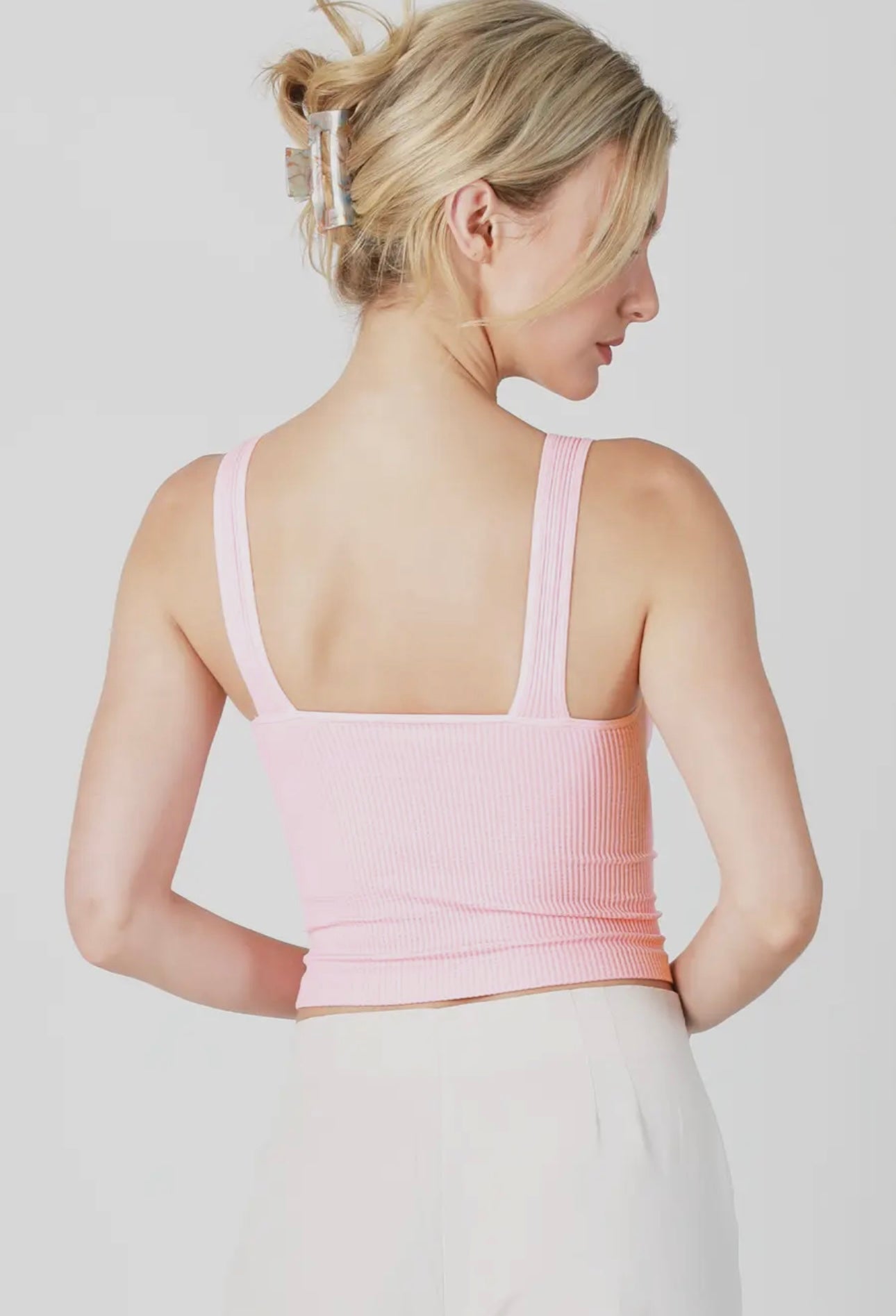 V NECK RIBBED CROP TOP 7575