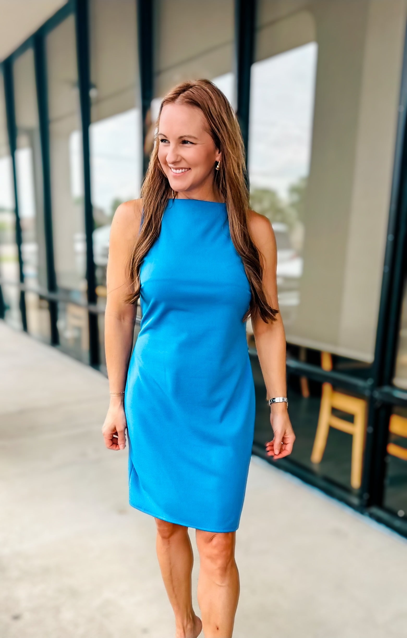 TAILORED SQUARE NECK MINI DRESS