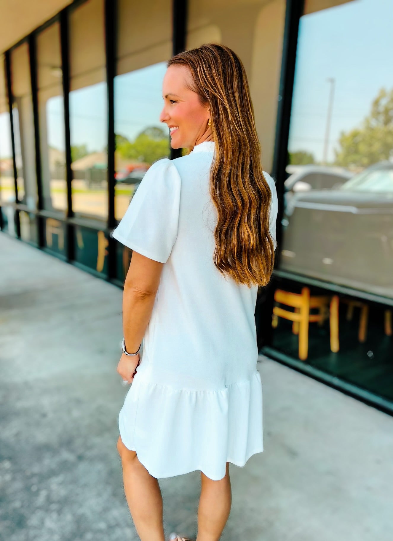 GRACE RUFFLE NECK DRESS