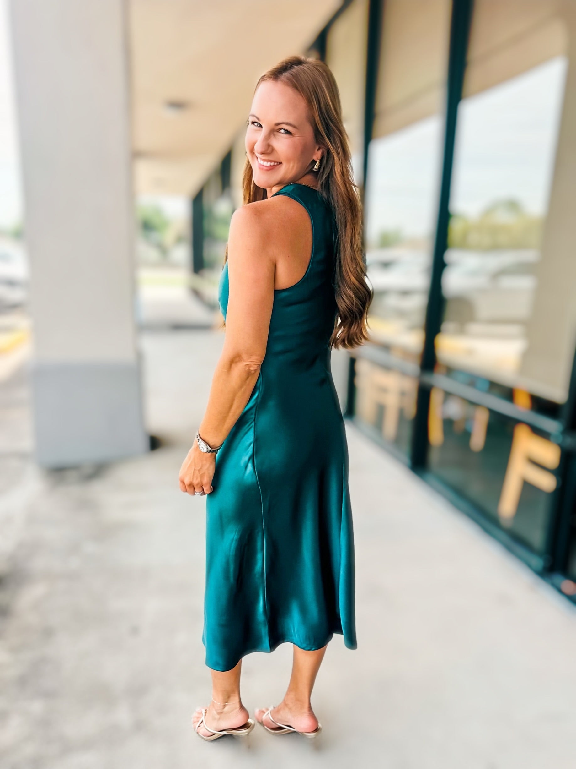 SATIN MIDI DRESS