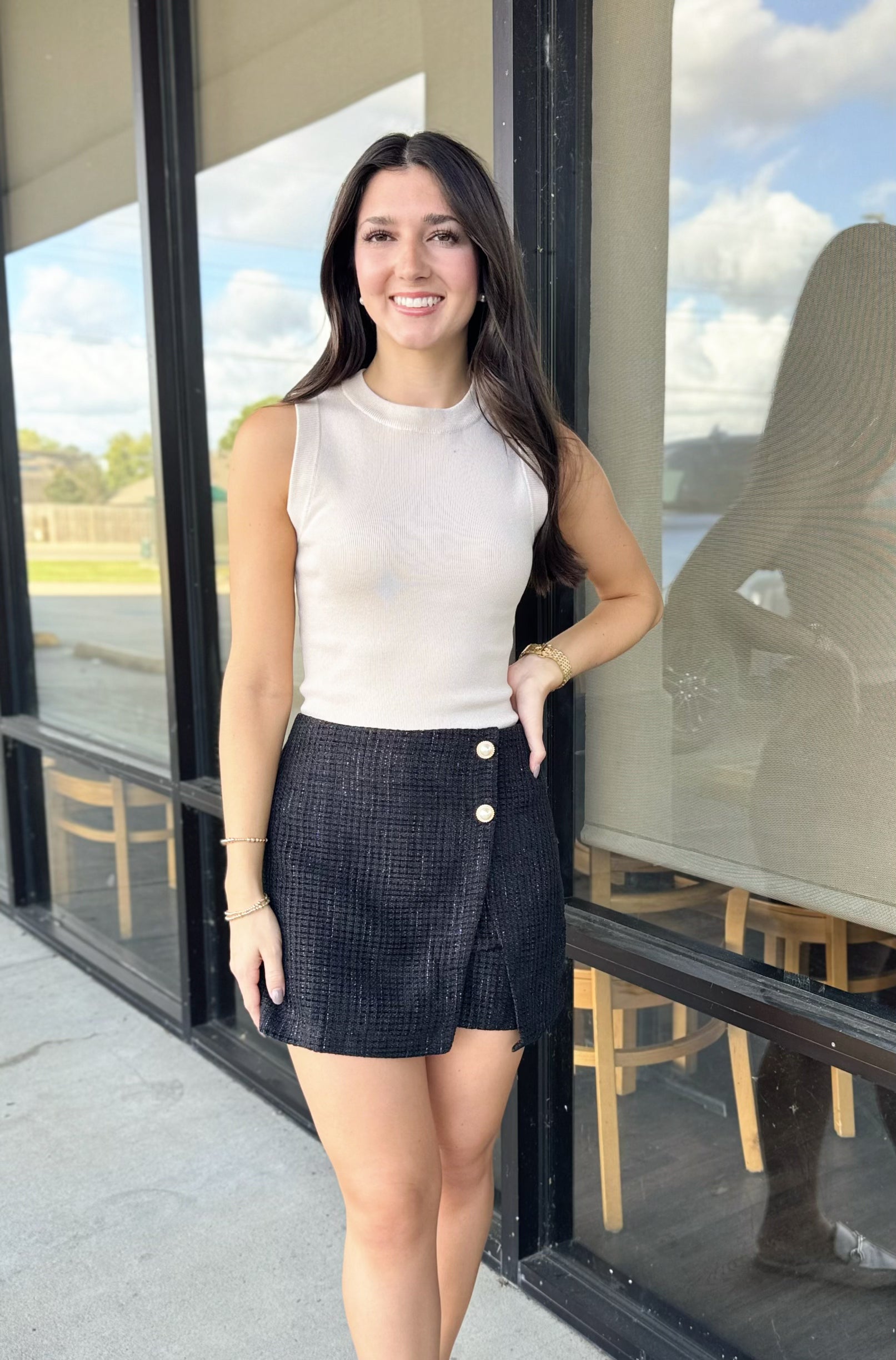 BLACK TWEED SKORT 0047