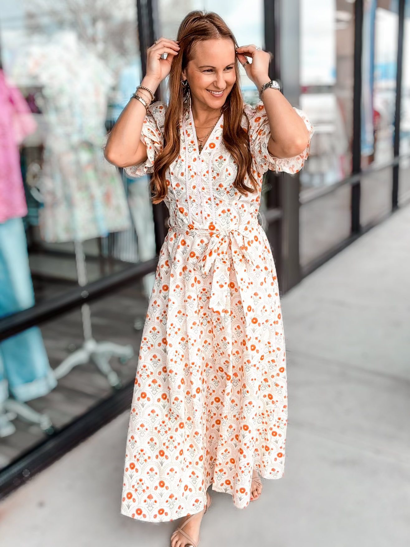 MORE GOOD DAYS FLORAL MIDI DRESS