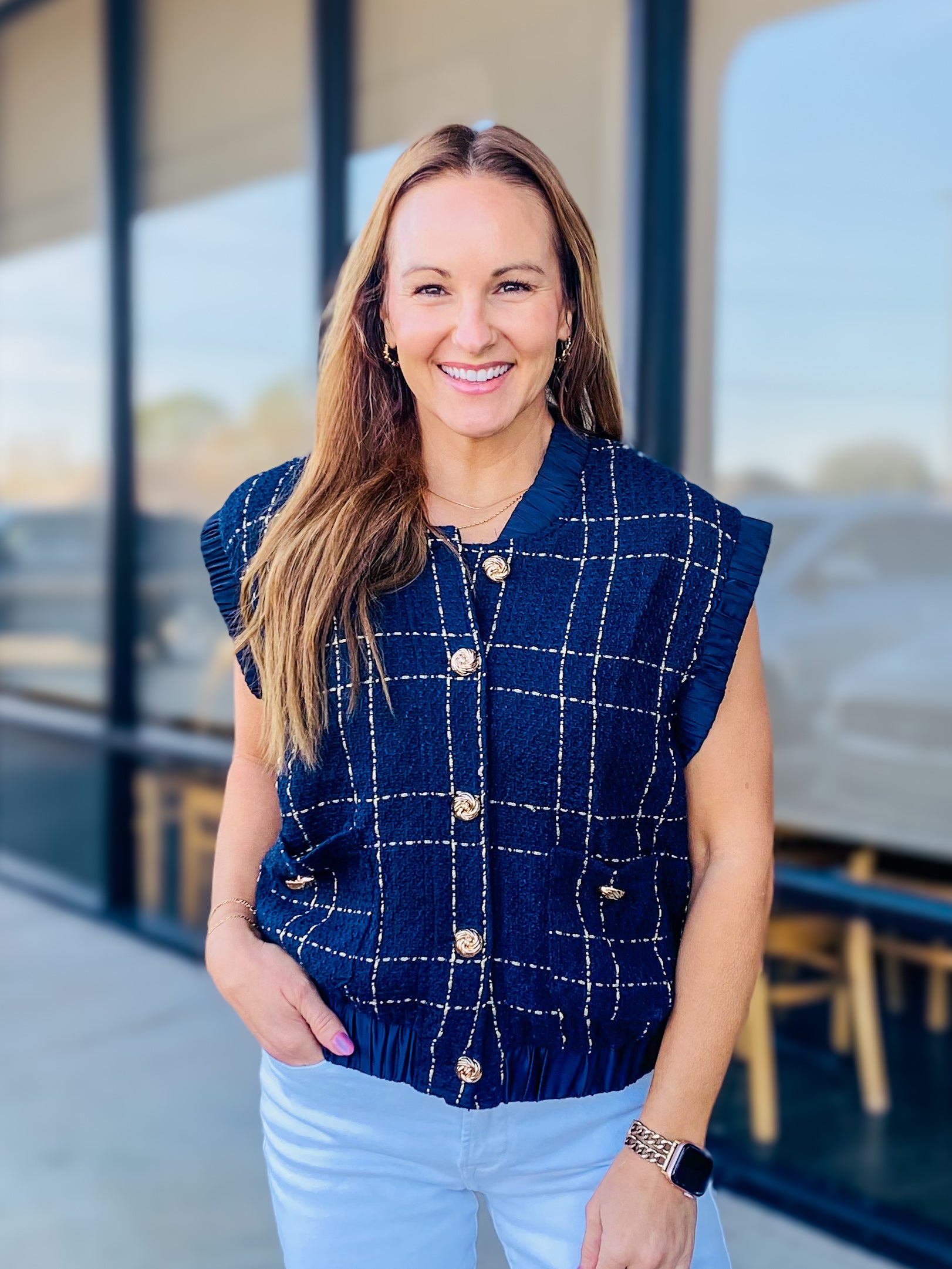 BUTTON DOWN VEST TOP 4057