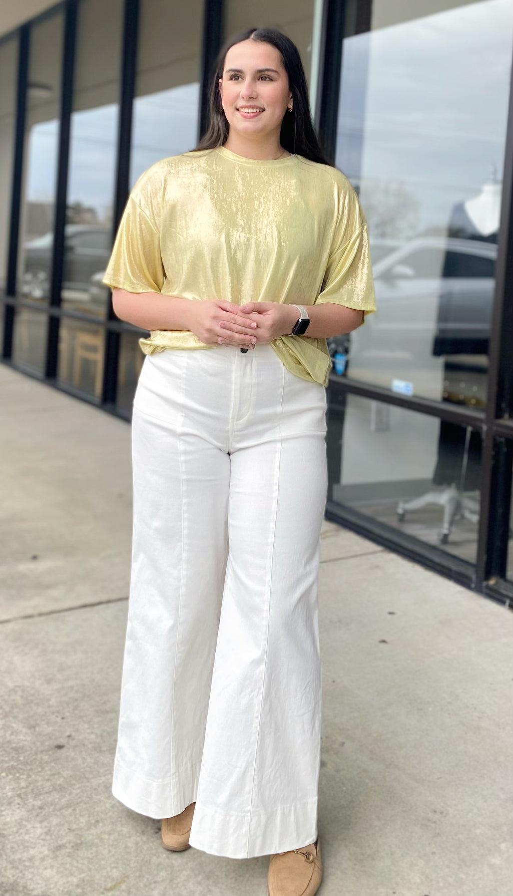 WIDE LEG WHITE PANTS 1402