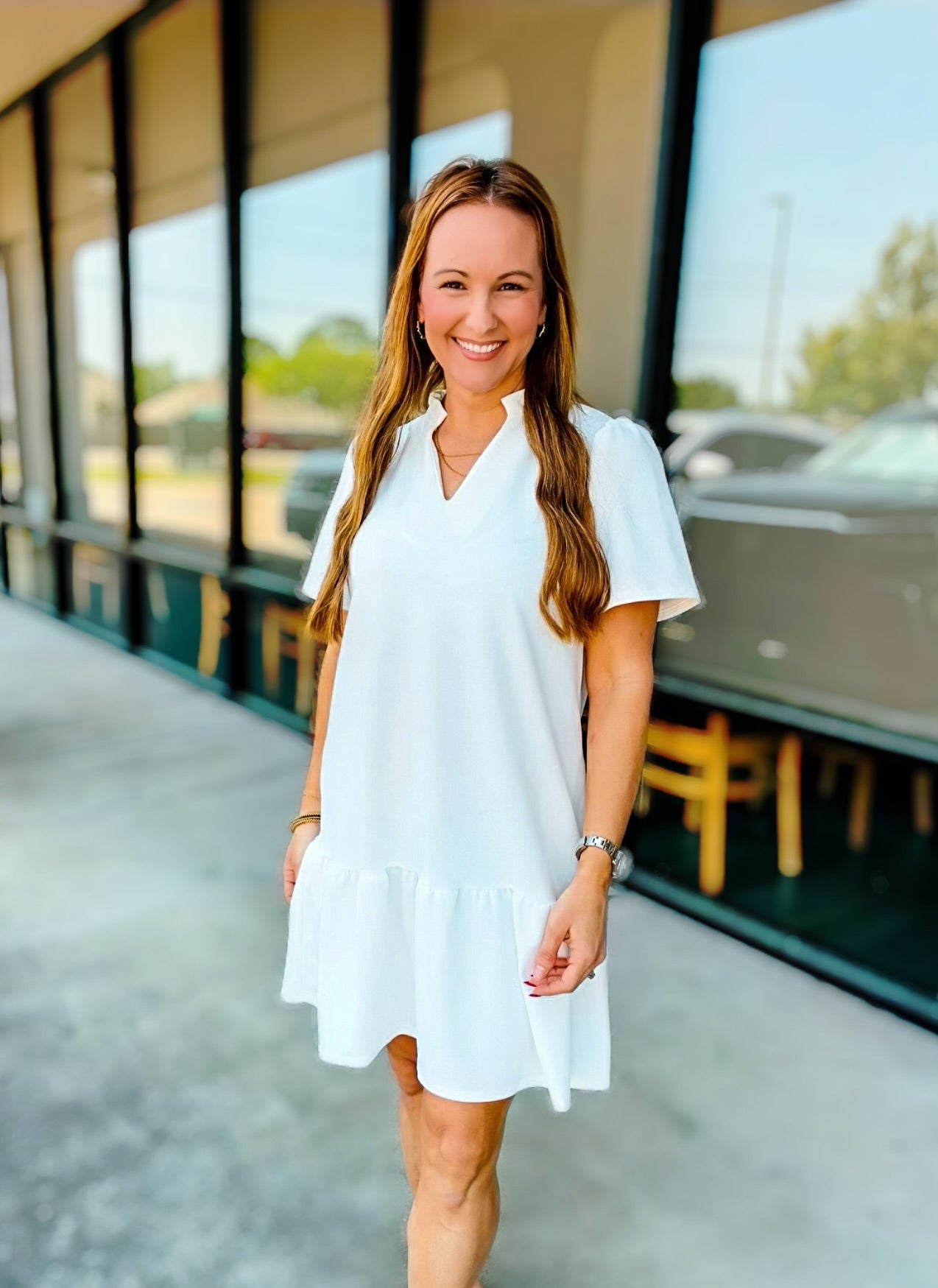 GRACE RUFFLE NECK DRESS