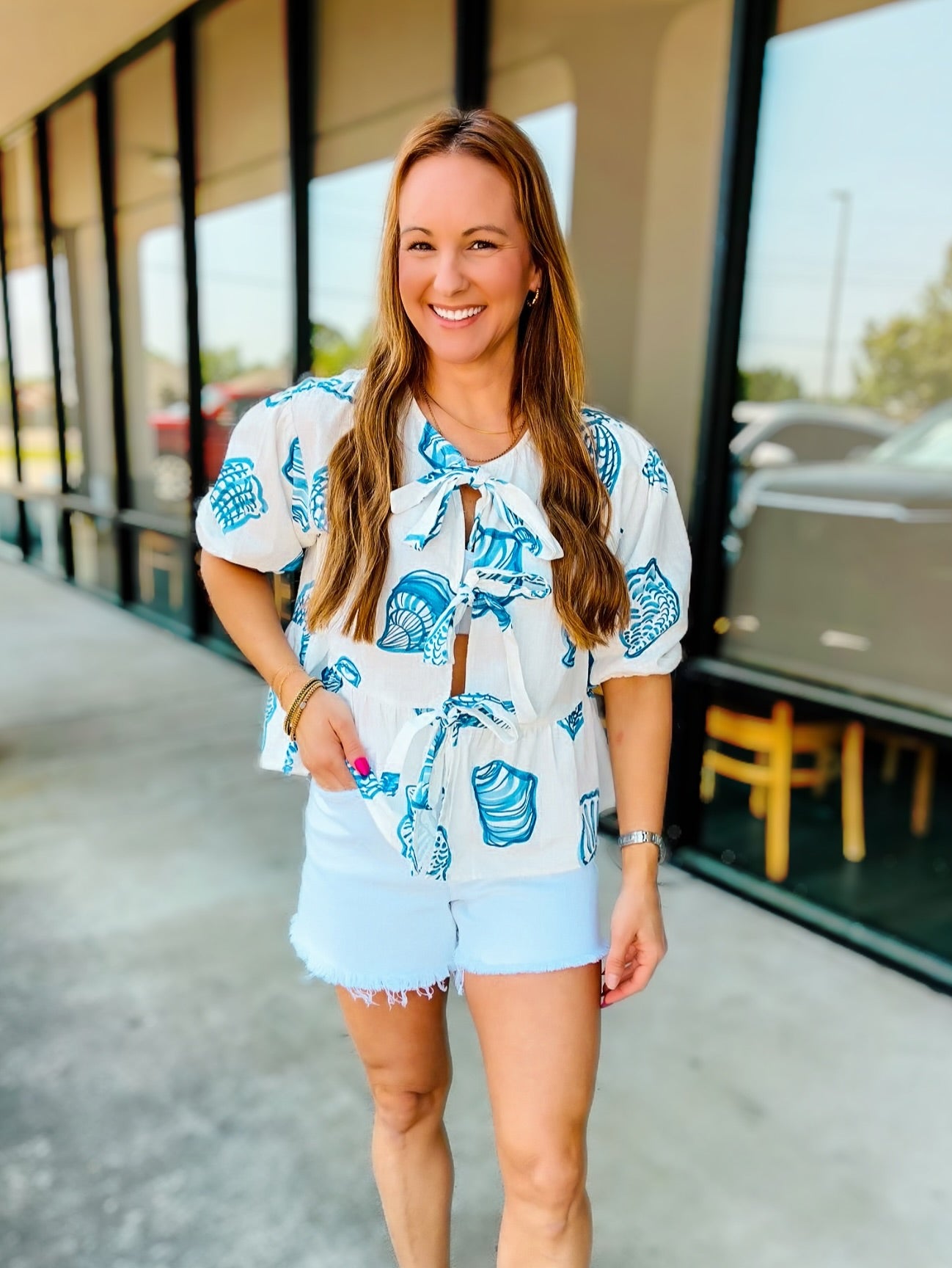 SEASHELL PEPLUM TOP