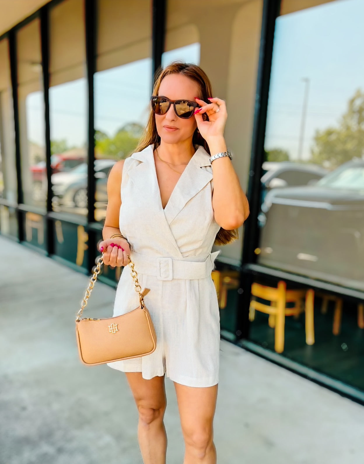 BELTED LINEN ROMPER