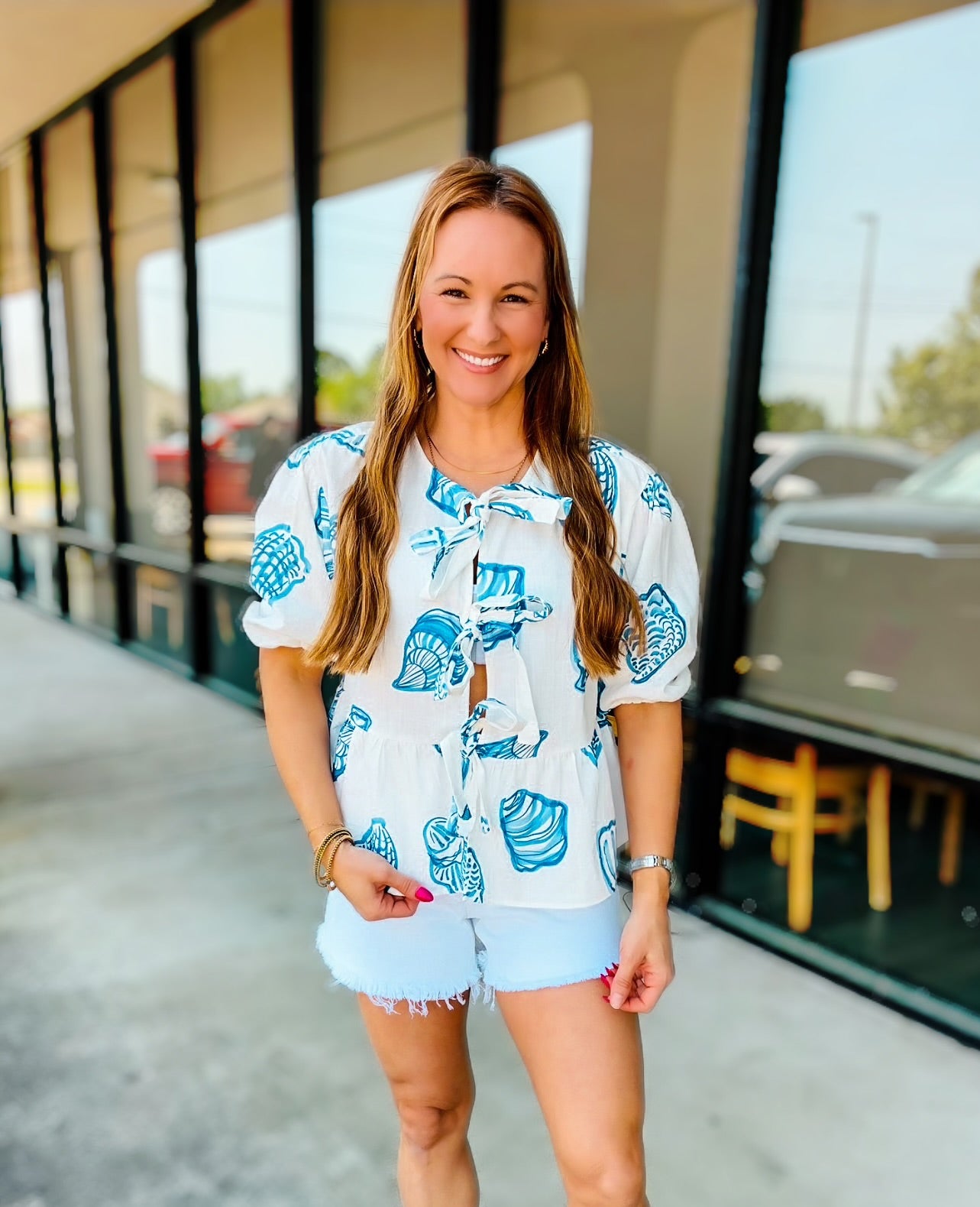 SEASHELL PEPLUM TOP