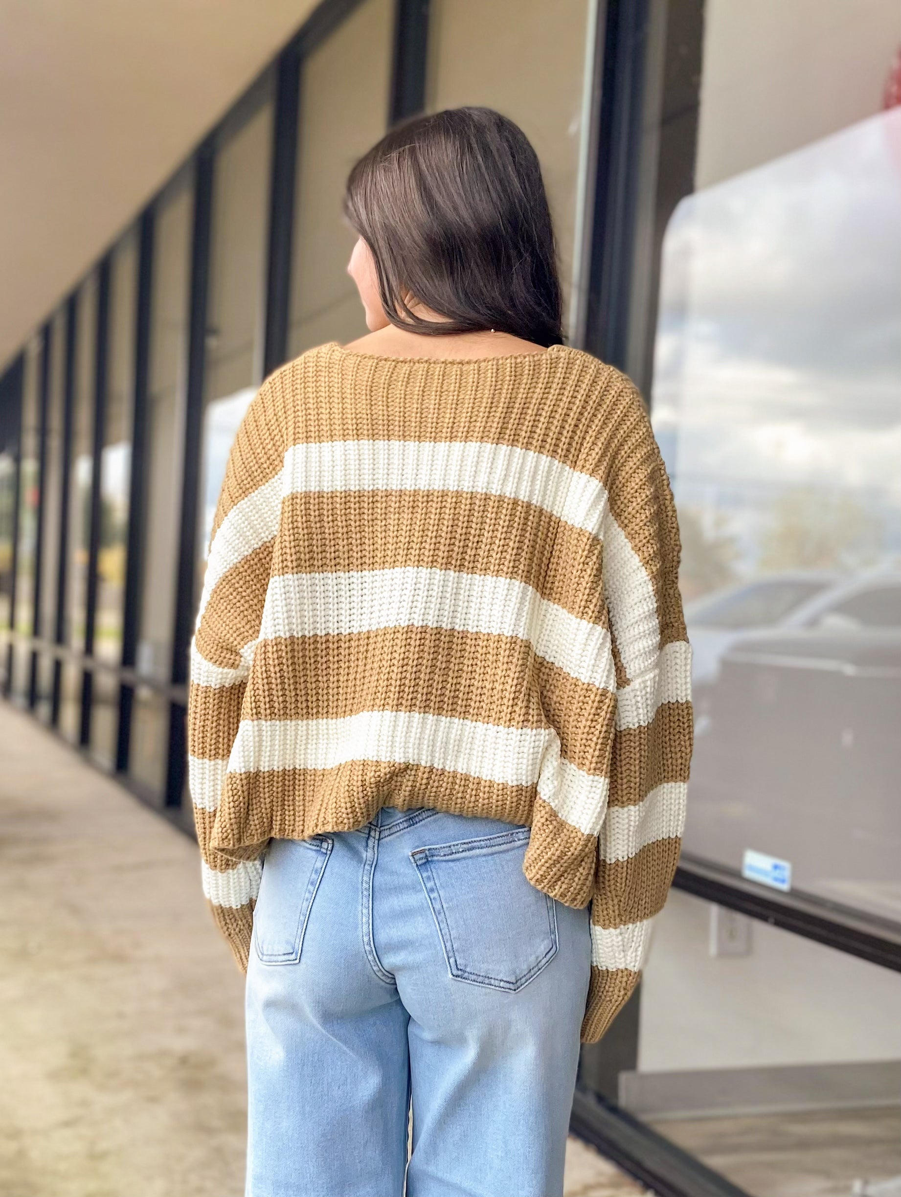 STRIPED V NECK CARDIGAN 7331