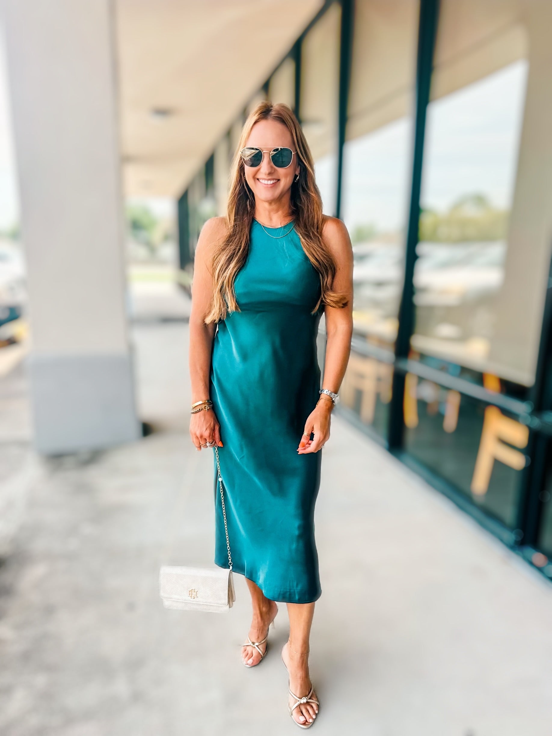 SATIN MIDI DRESS