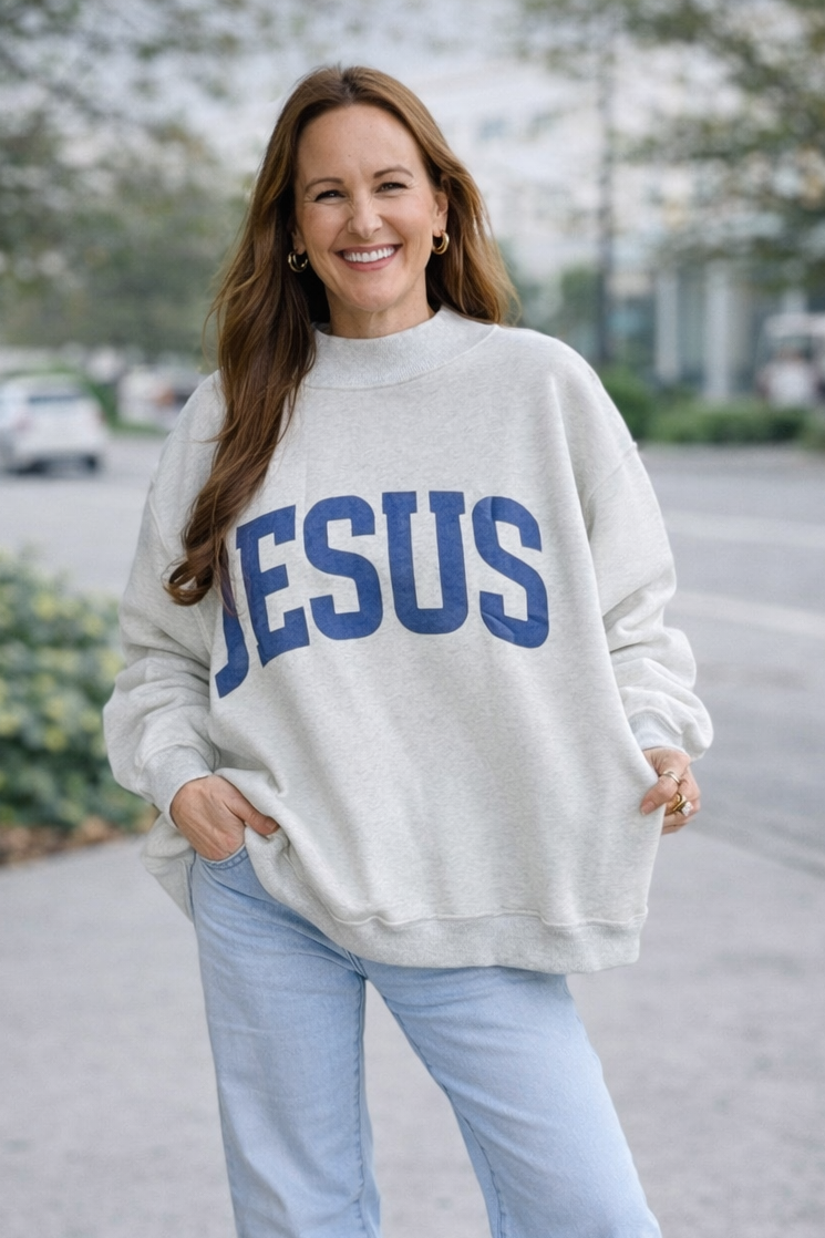 JESUS MOCK NECK SWEATSHIRT