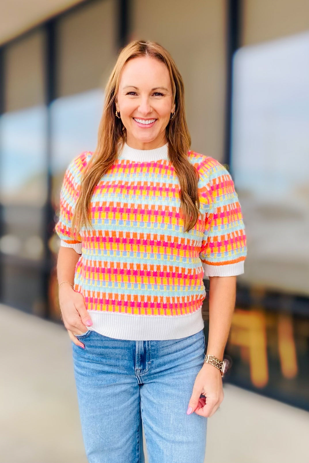 POP OF COLOR SWEATER TOP 2135