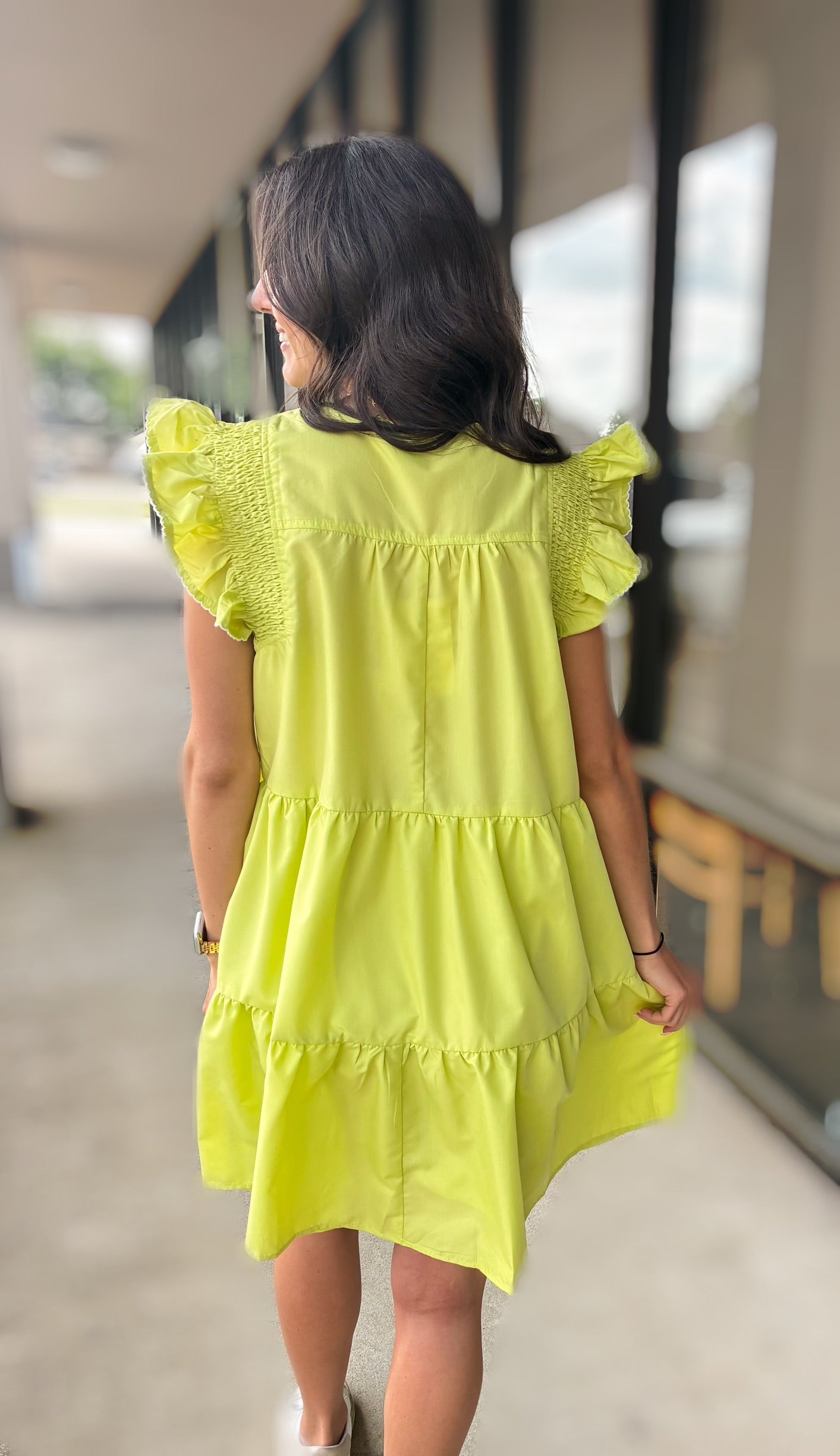 LIME GREEN BABYDOLL DRESS