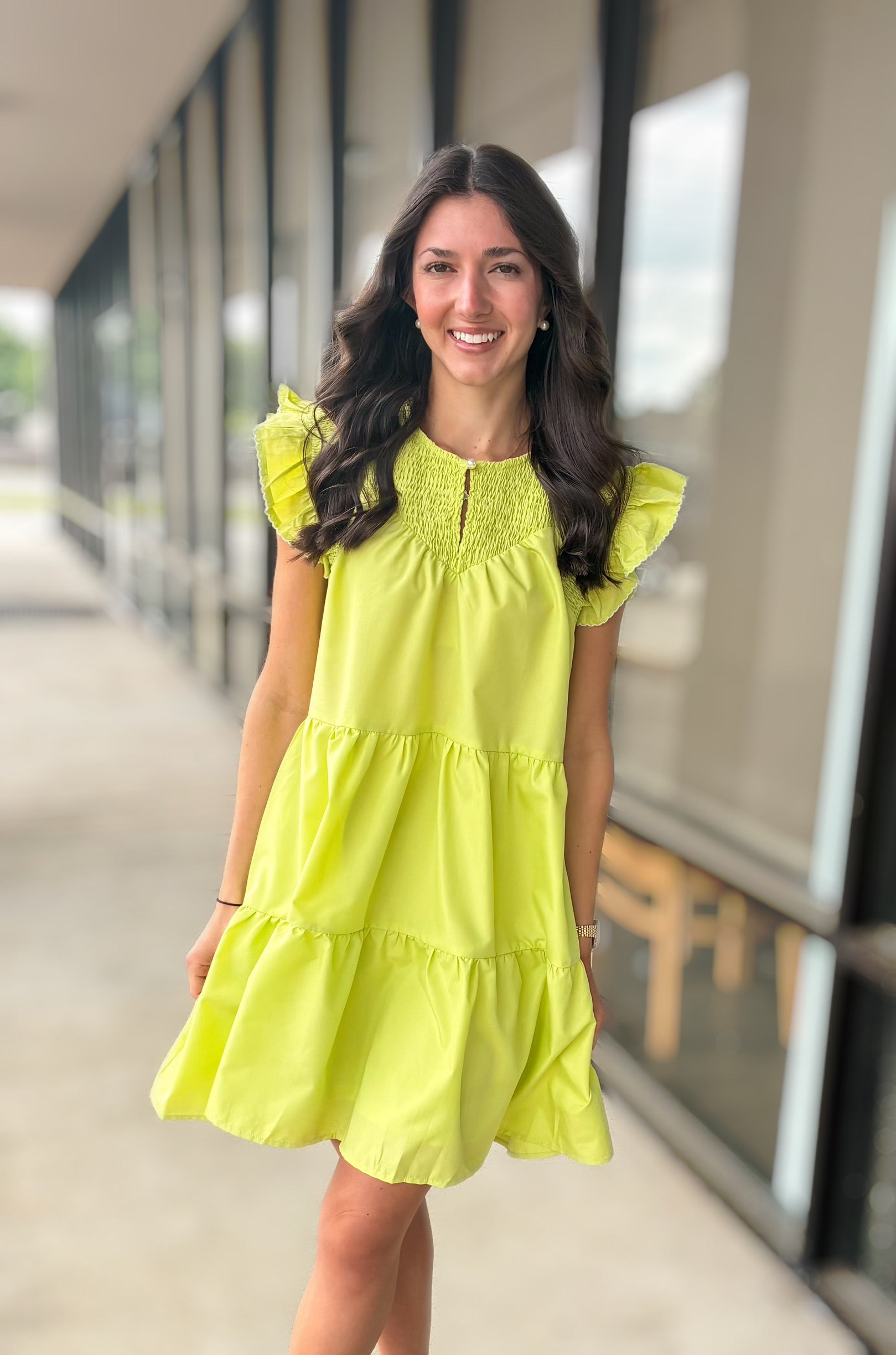 LIME GREEN BABYDOLL DRESS