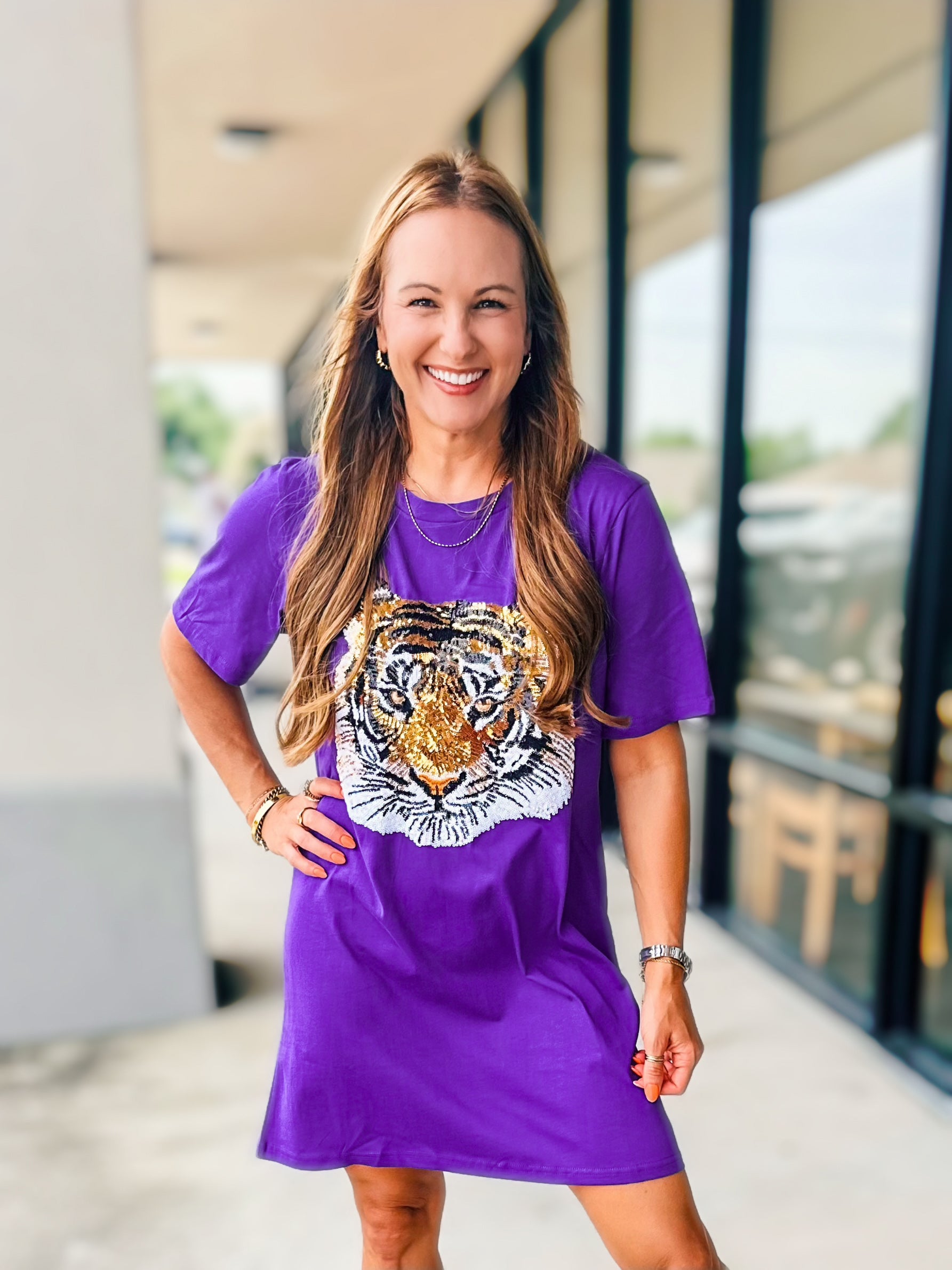 SEQUIN TIGER T-SHIRT DRESS