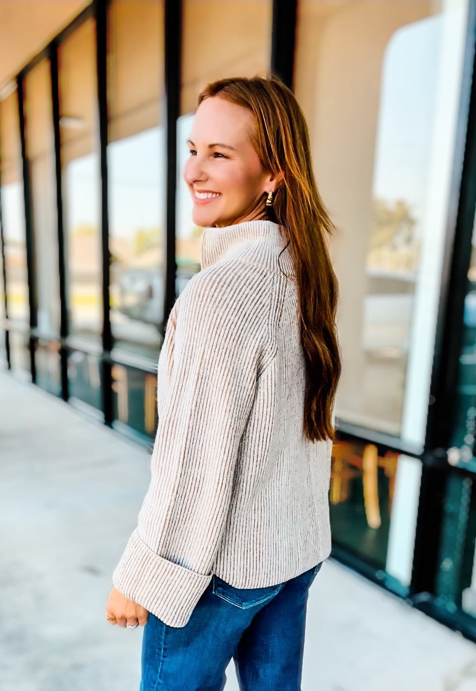 ZIP-UP RIBBED SWEATR