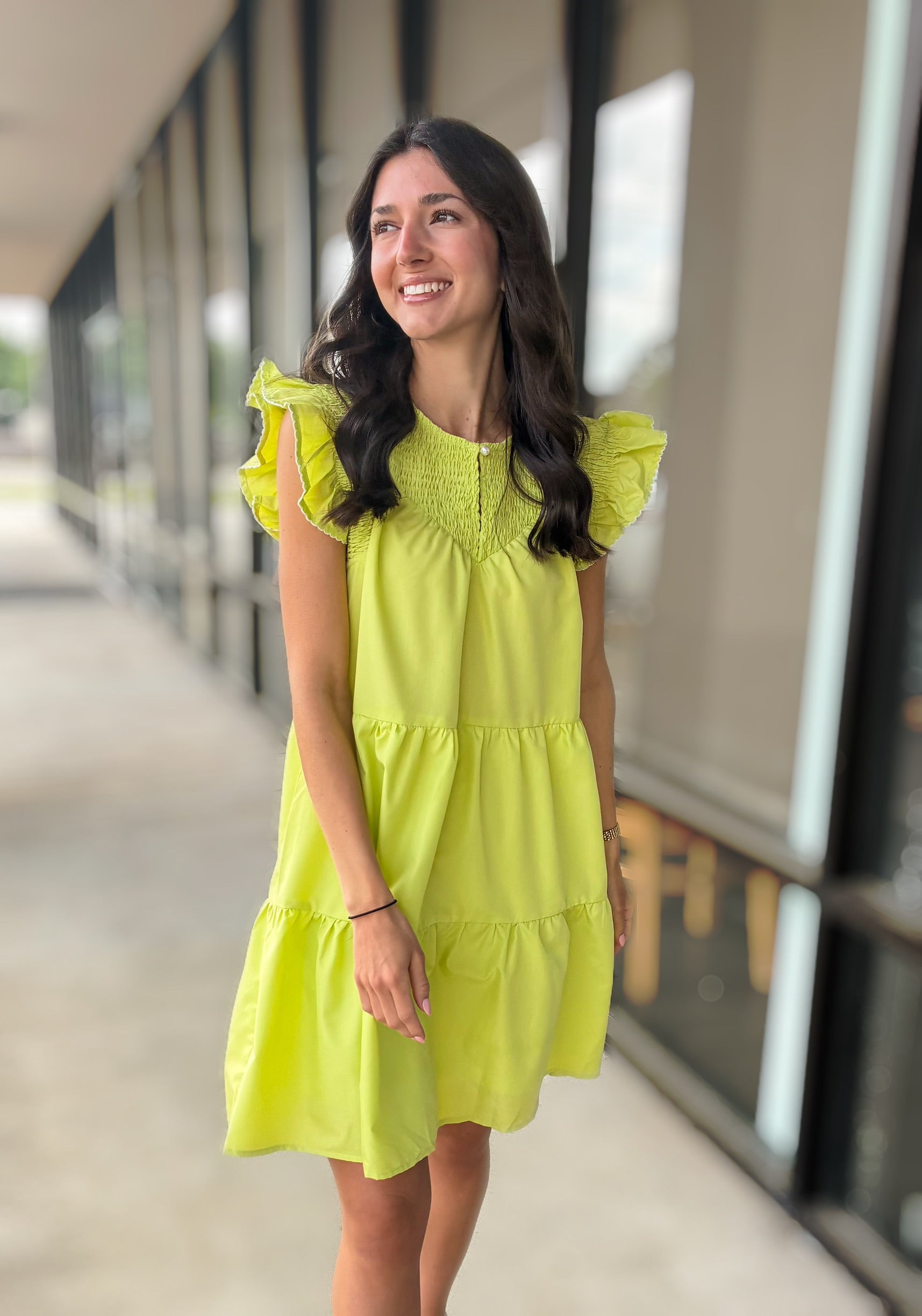 LIME GREEN BABYDOLL DRESS