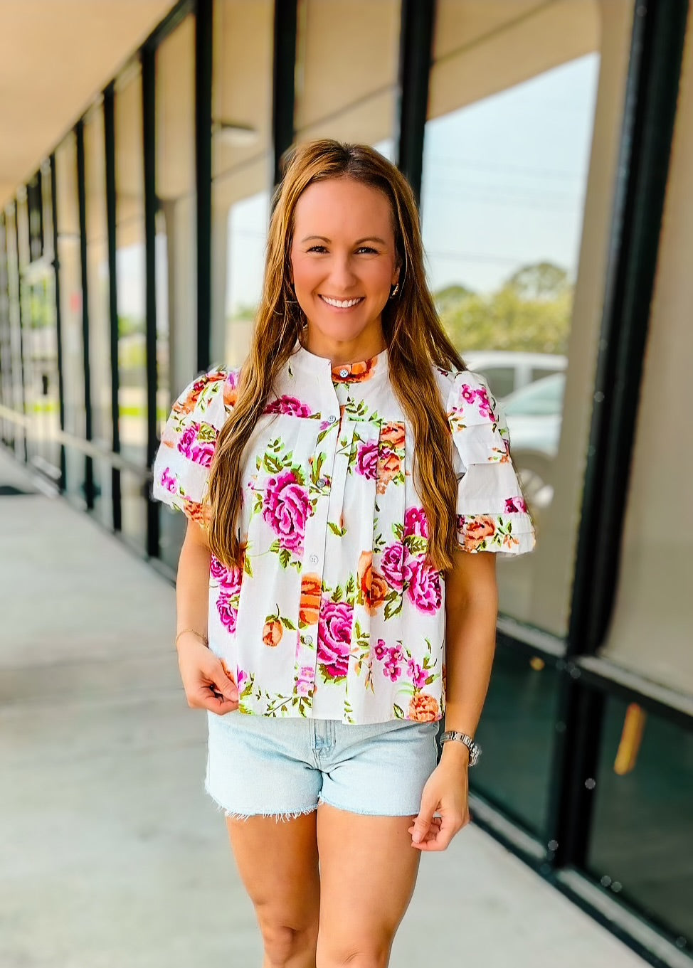 WHITE FLORAL TOP