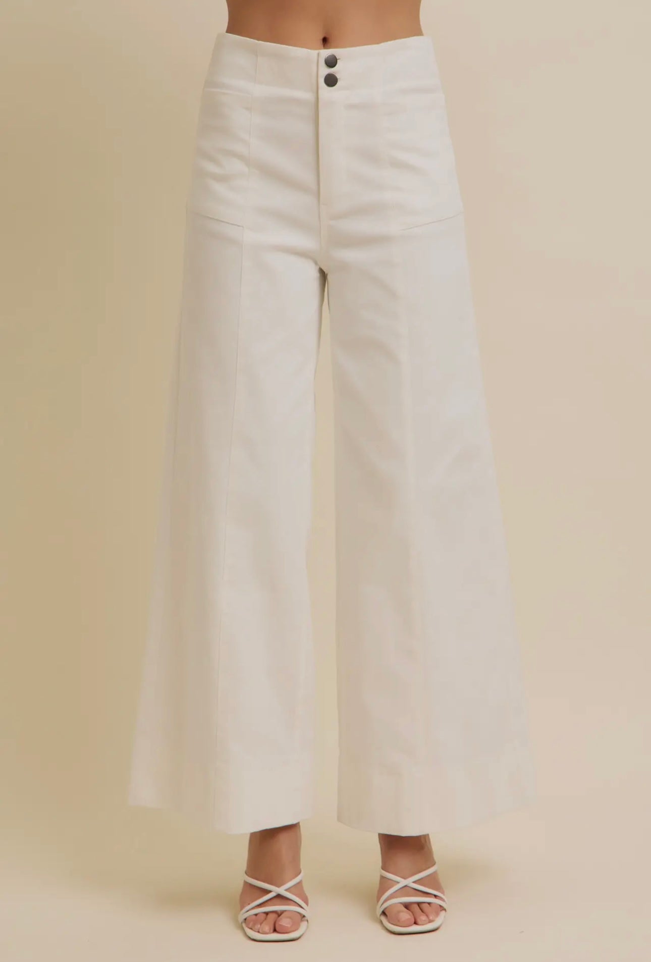 WIDE LEG WHITE PANTS 1402