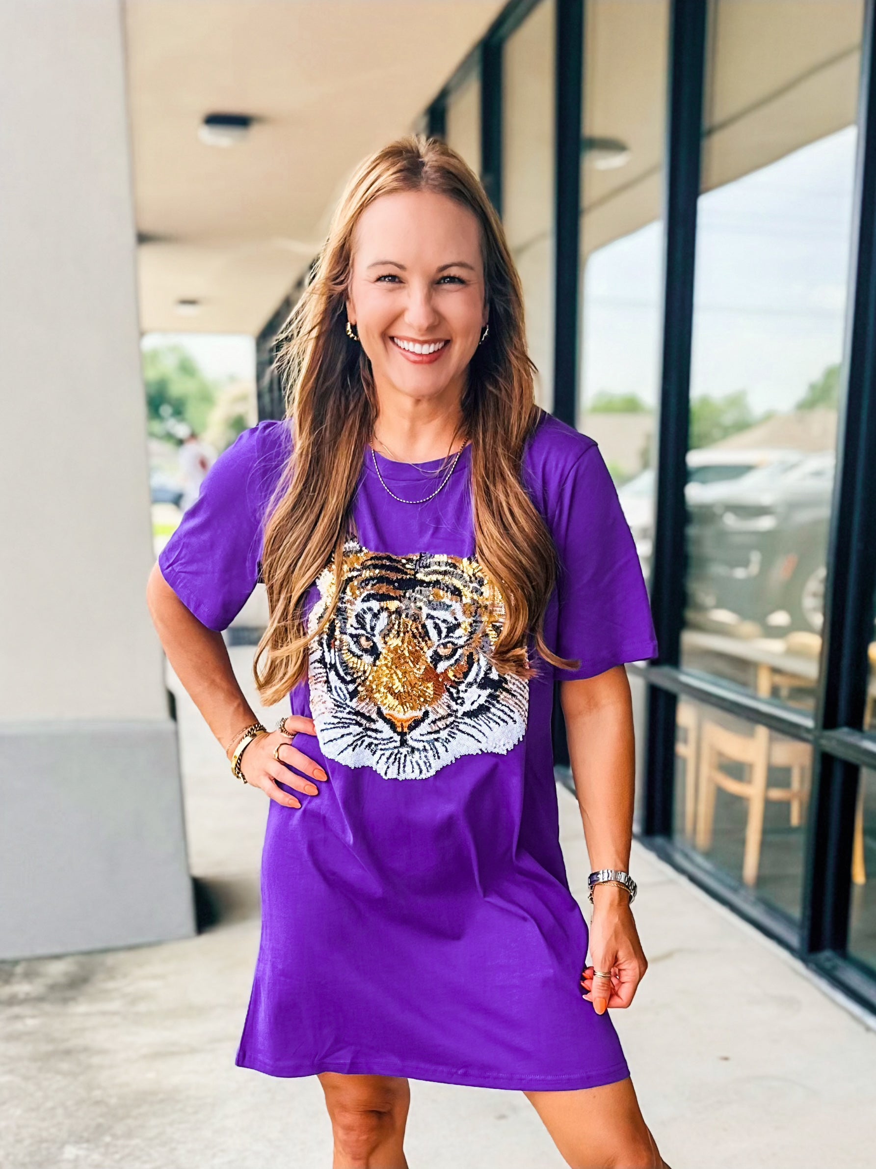 SEQUIN TIGER T-SHIRT DRESS