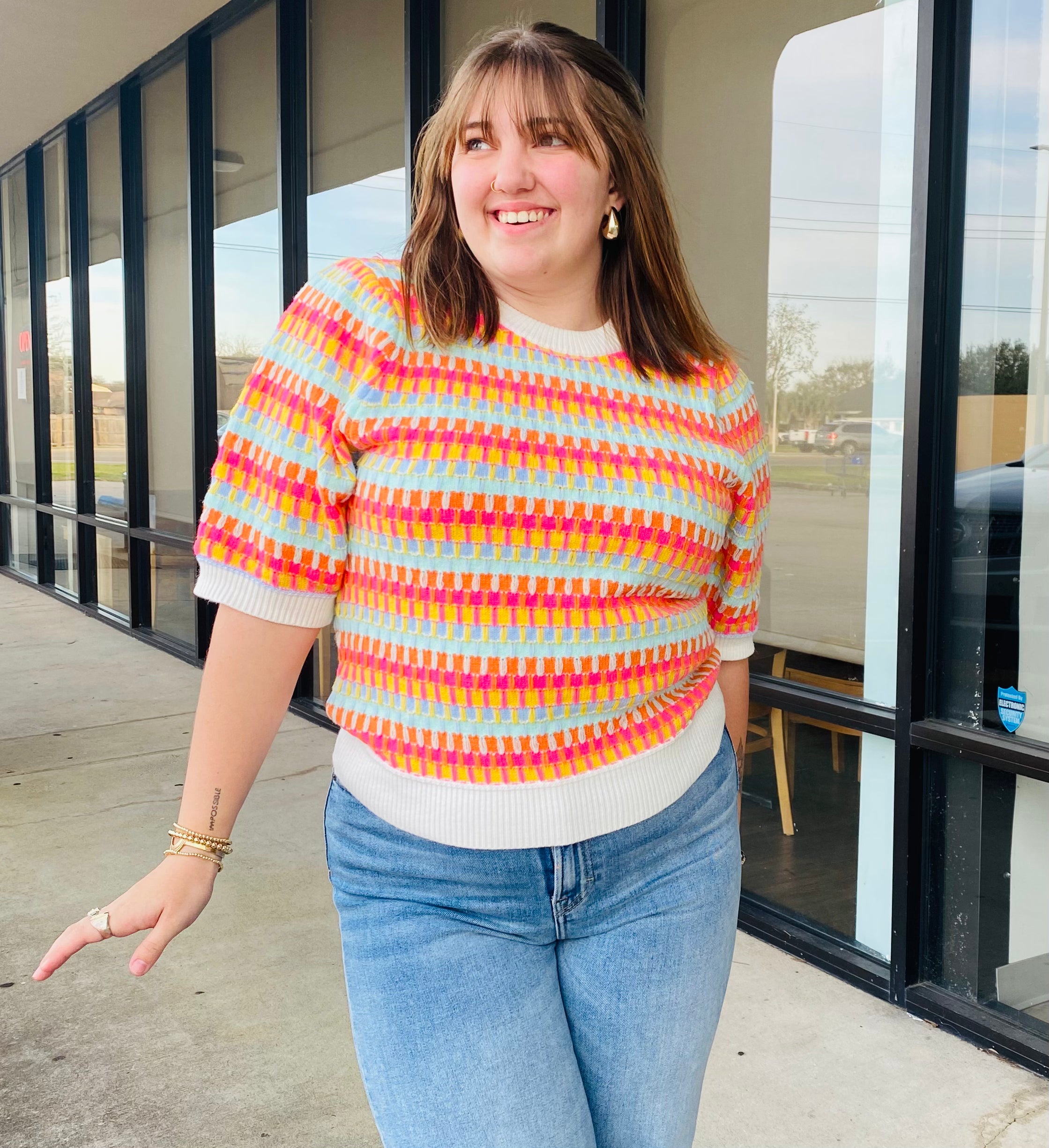 POP OF COLOR SWEATER TOP 2135