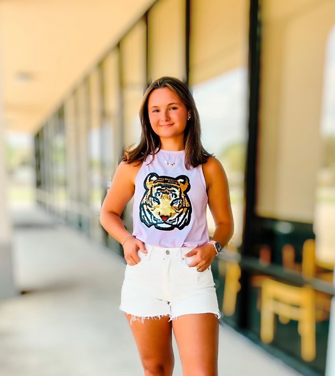 SEQUIN TIGER FACE TOP