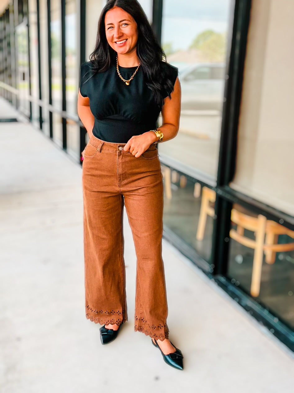 EYELET PANTS
