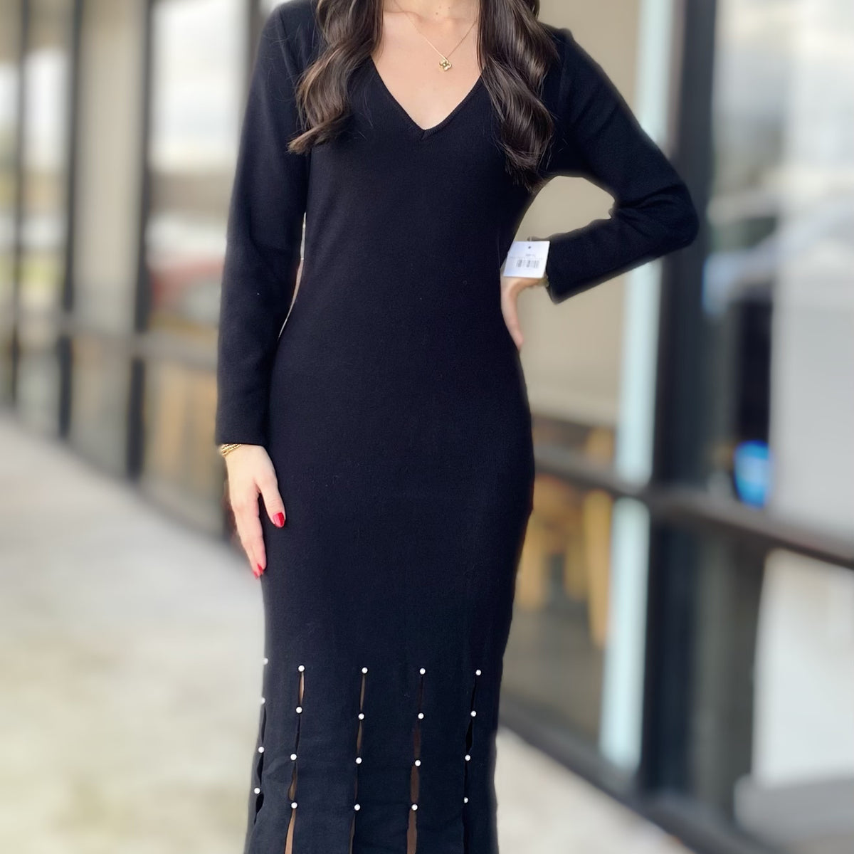 PEARL TRIM MIDI DRESS 4270